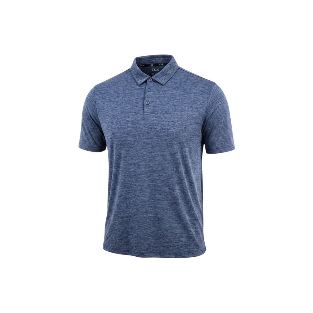 FLX Men's XXL Blue Performance Polo Shirt Stretch Golf Travel Short Sleeve